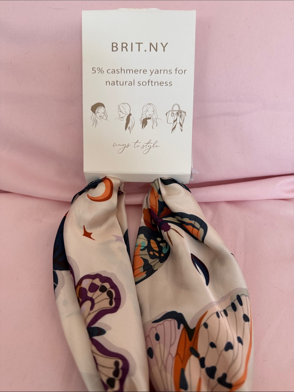 Brit.Ny Scarf with Cream, Navy & Rust Accents